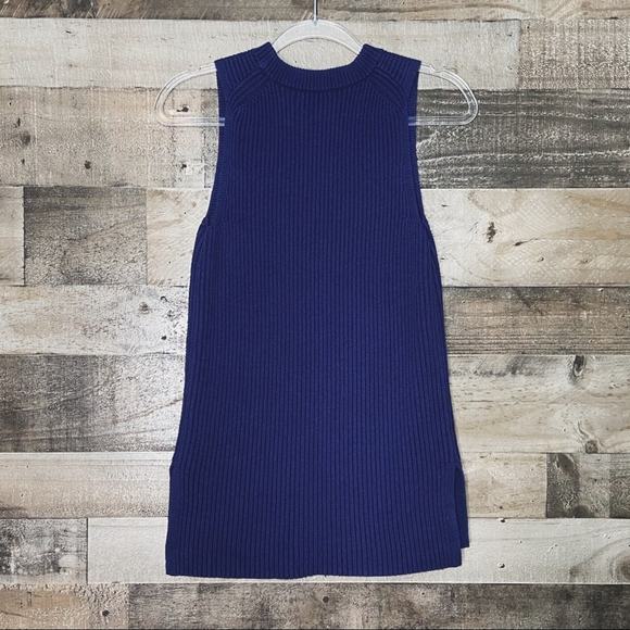 J. Crew Merino Wool Tank Top Blue Sweater Ribbed Preppy Nautical Work Size XS - Picture 6 of 7